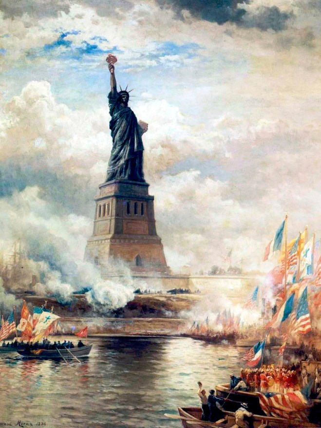 "Statue of Liberty unveiled", pintura de Edward Moran, de 1886
