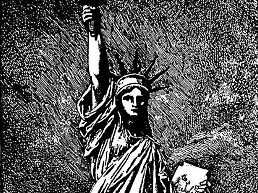 Detalhe do desenho da Estátua da Liberdade