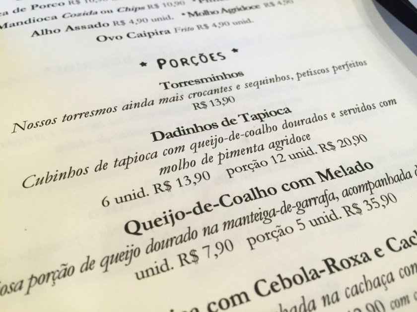 Cardápio do restaurante Mocotó