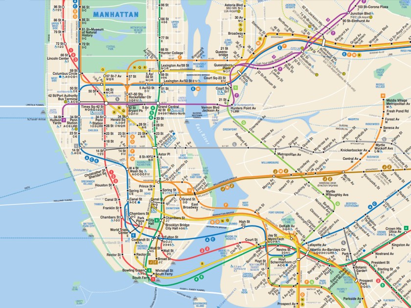 Mapa das linhas de metrô de Nova York