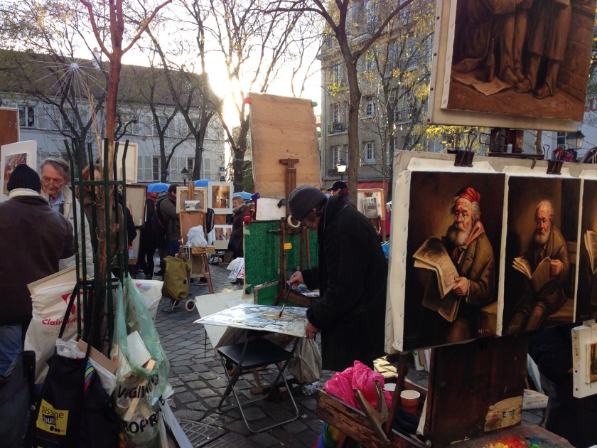 Pinturas no atelier ao ar livre