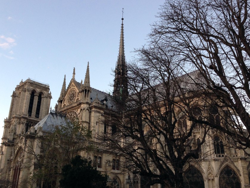 Vista lateral da Cathédrale Notre-Dame de Paris