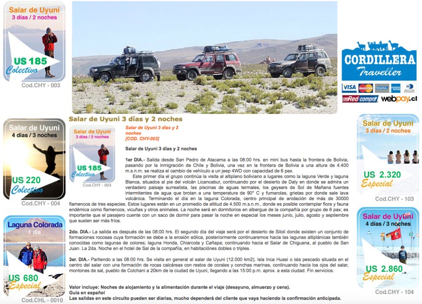 Página com a descrição da viagem