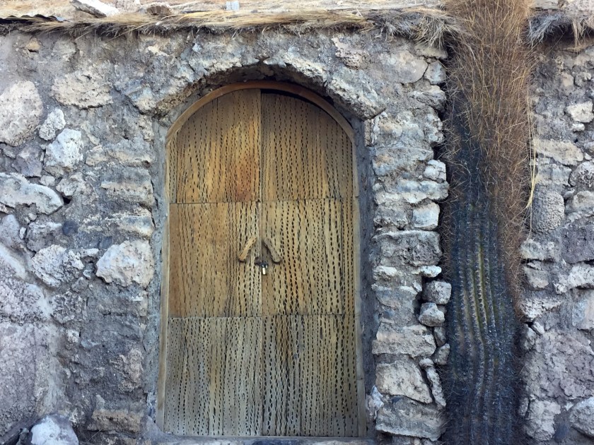 Porta com madeira de cactos