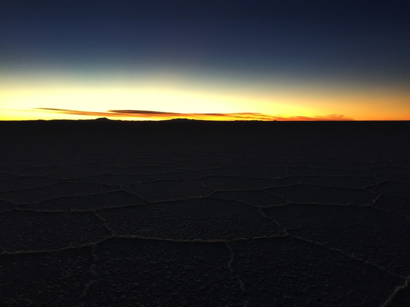 Nascer do sol no Salar de Uyuni