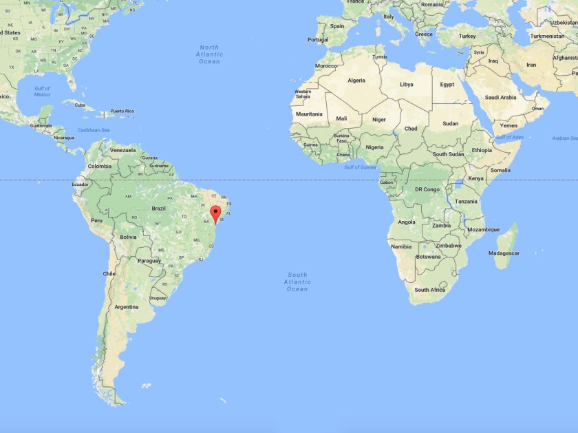 Localização de Morro de São Paulo no Mapa Mundi