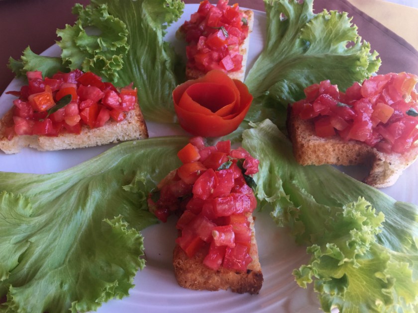 Bruschetta com pão caseiro