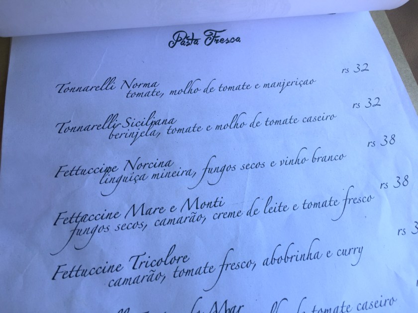 Cardápio da Enoteca Mediterraneo