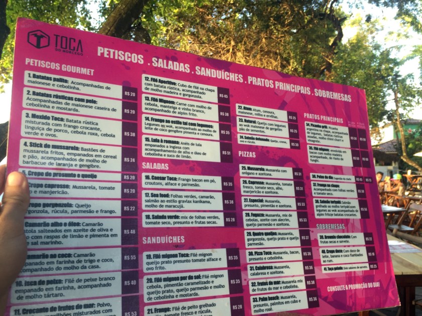 Cardápio de comidas