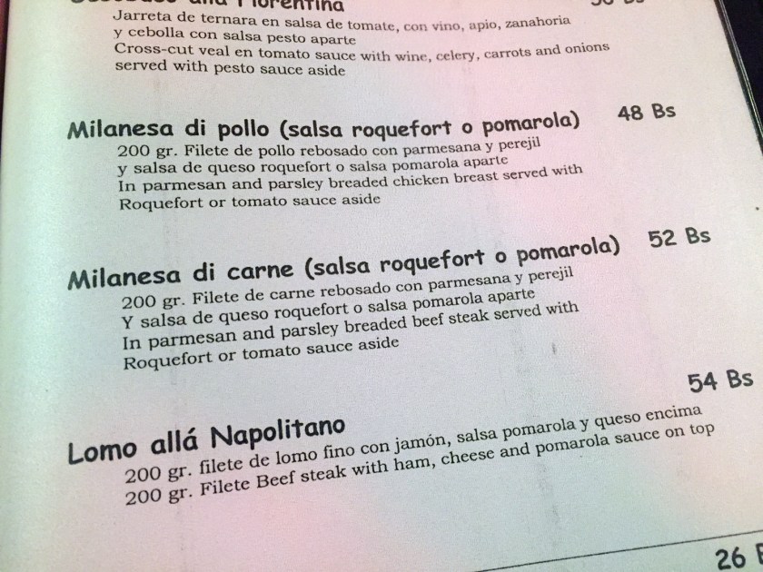 Cardápio do Little Italy