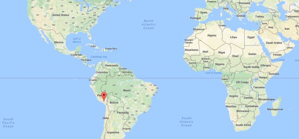 Localização de Arequipa no mapa mundi