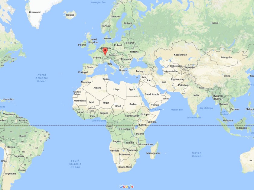 Localização de Zurique no mapa mundi