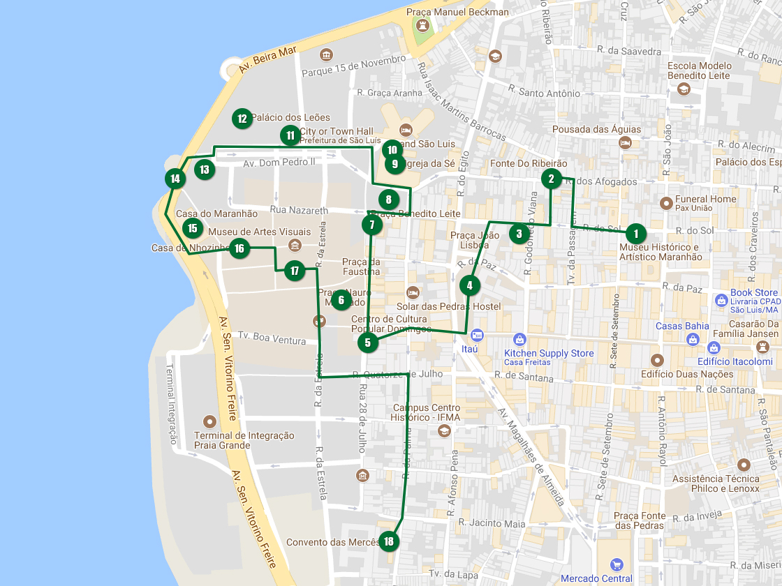 Mapa do centro histórico