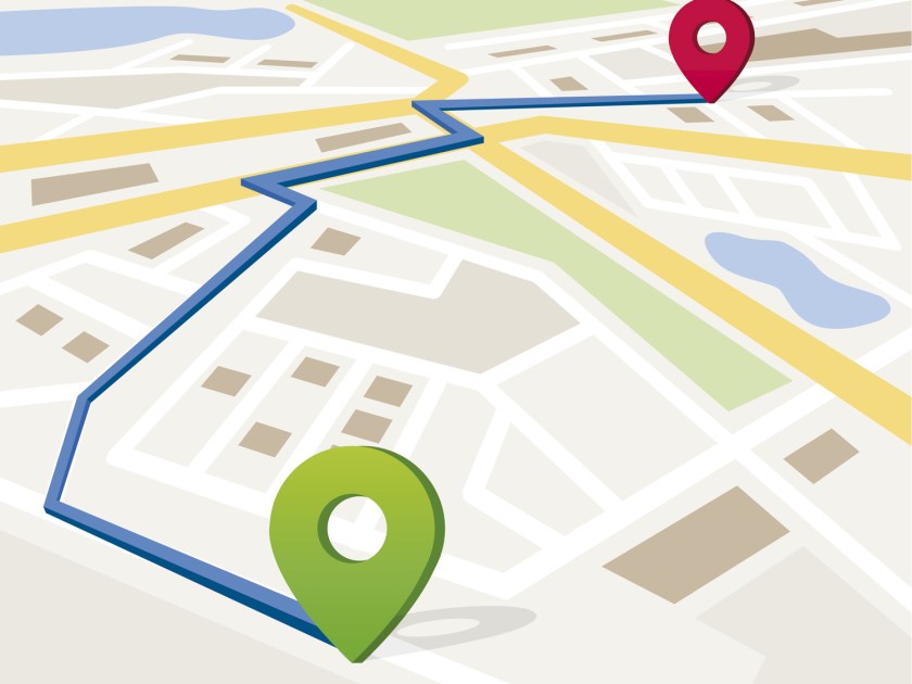 Mapa de localização em cidade