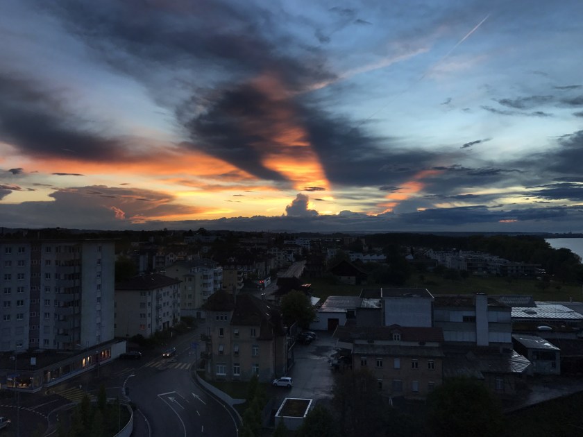 Pôr-do-sol visto do Bistro Turm