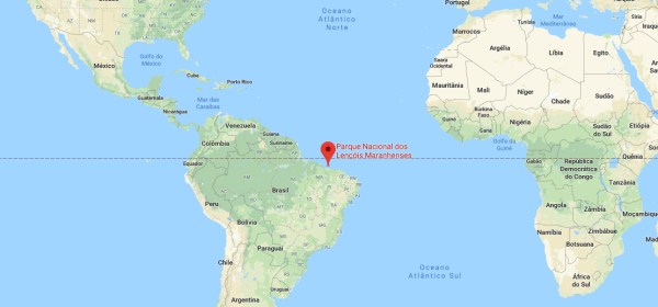 Localização dos Lençóis Maranhenses no Mapa Mundi