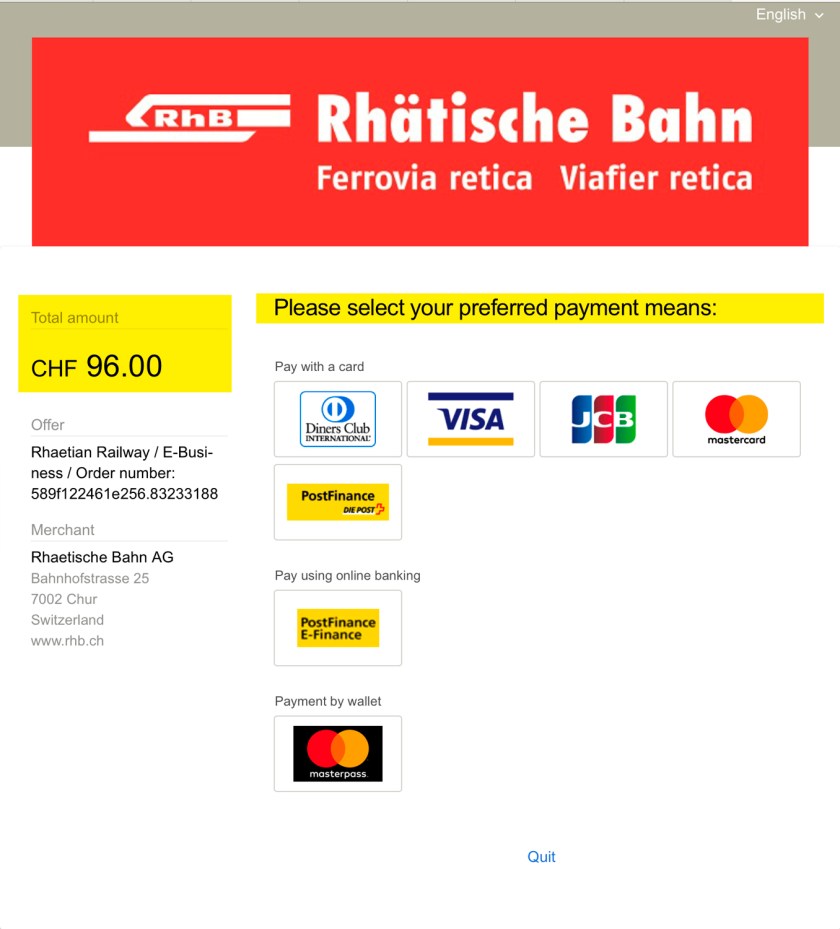 Pagamento das reservas