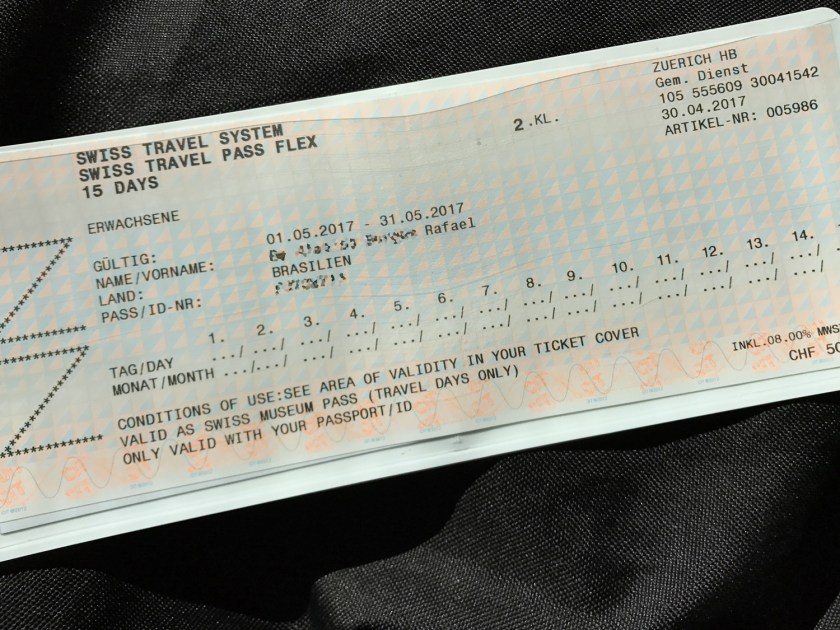 Bilhete do Swiss Travel Pass Flex