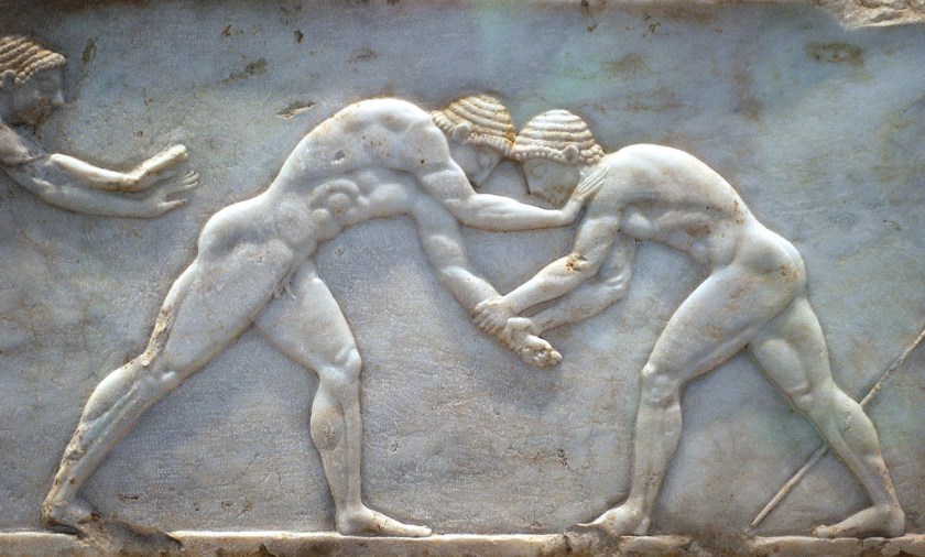 Luta grega representada em mármore