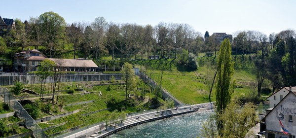 Parque Bärengraben visto de cima da ponte