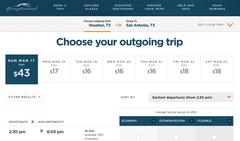 Variação de preços das passagens