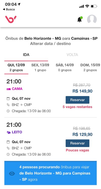 Resultado da pesquisa e opções de classe