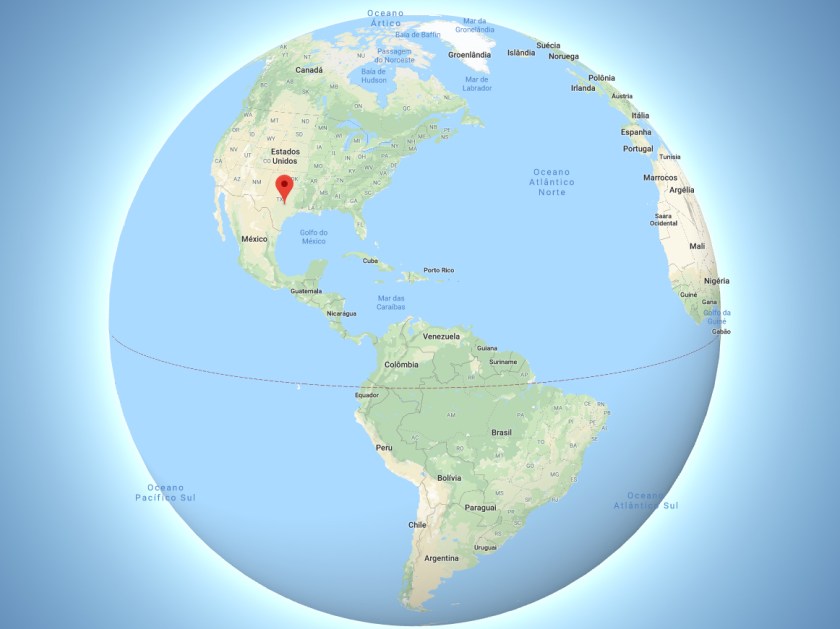 Localização de Austin no Mapa Mundi