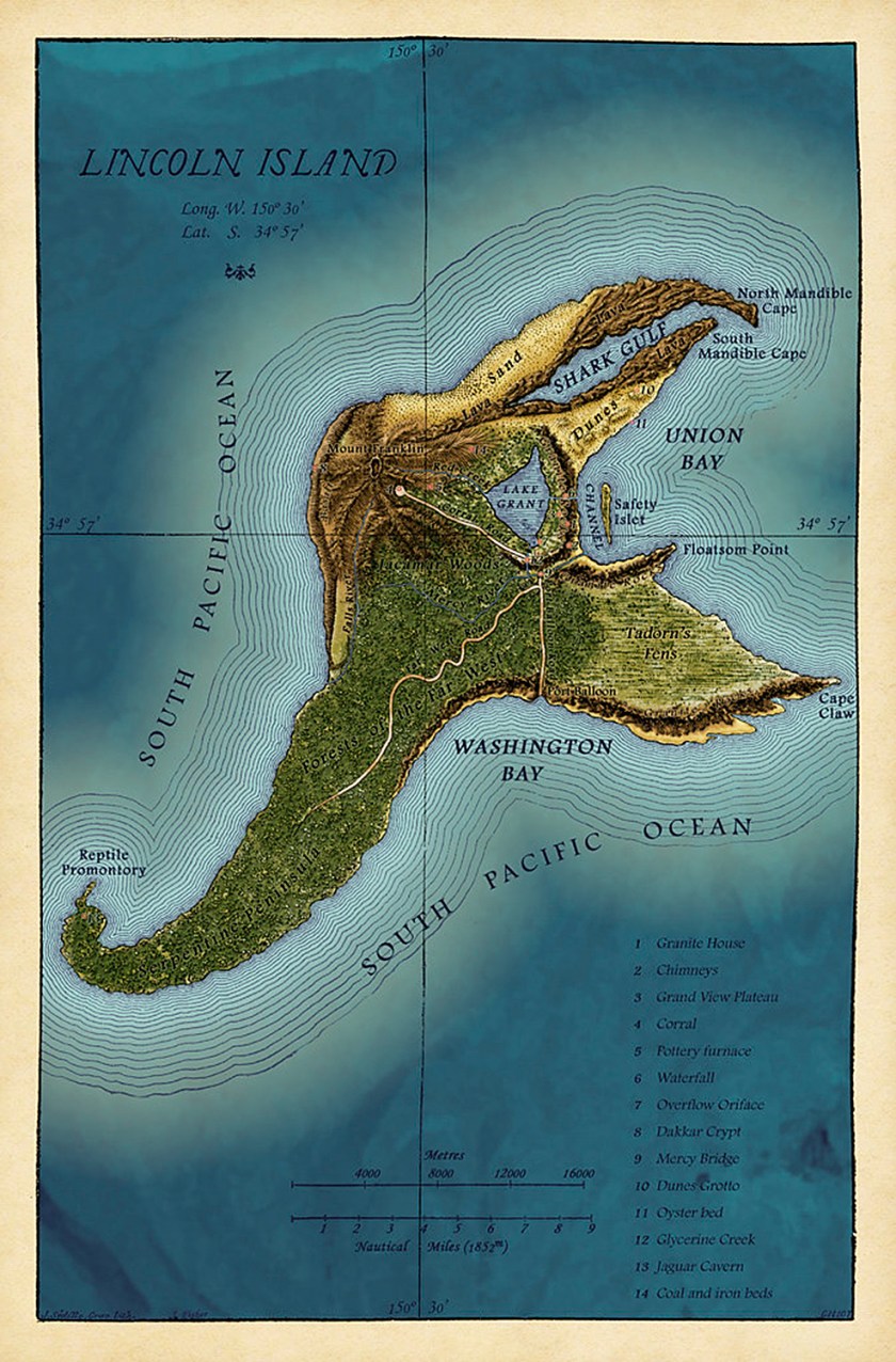 Mapa da misteriosa ilha no Oceano Pacífico