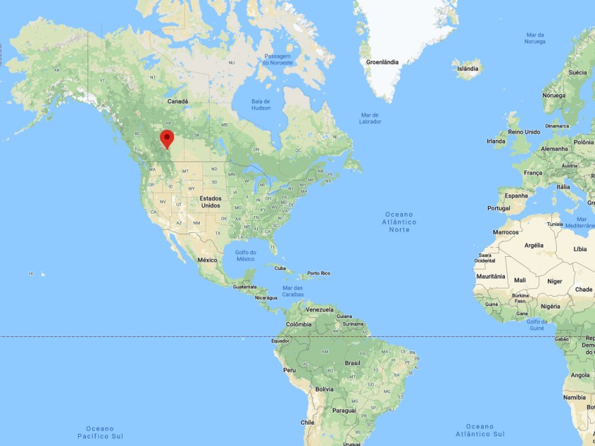 Localização no mapa de Banff
