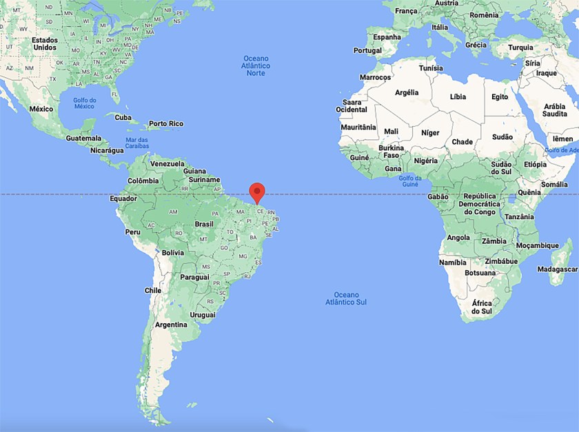 Localização de Jericoacoara no Mapa Mundi